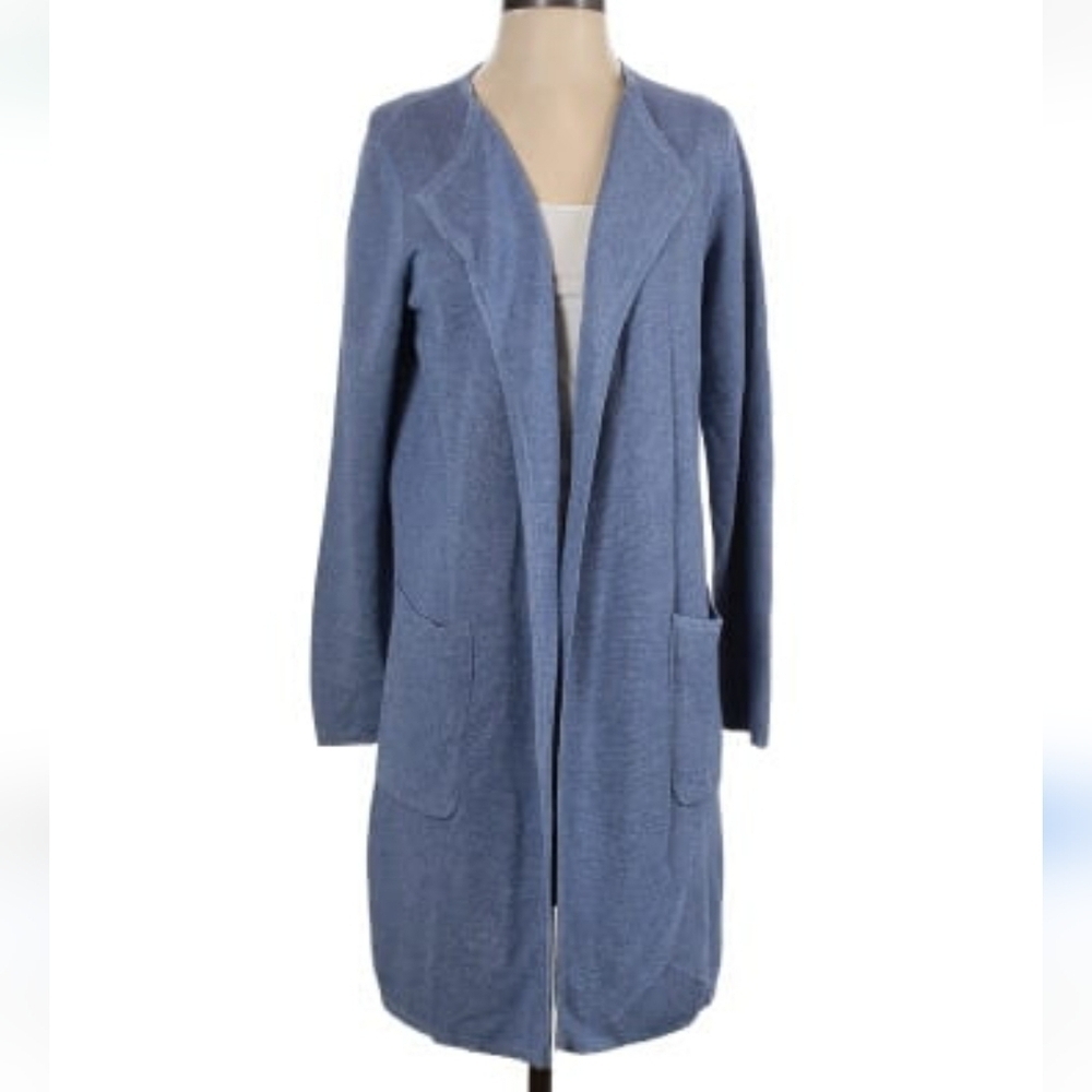 J. Crew sz small blue linen black long sweater cardigan